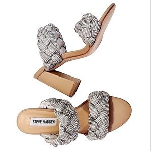 Steve Madden Nider Kenley Rhinestone Open Toe Block Heeled Sandal